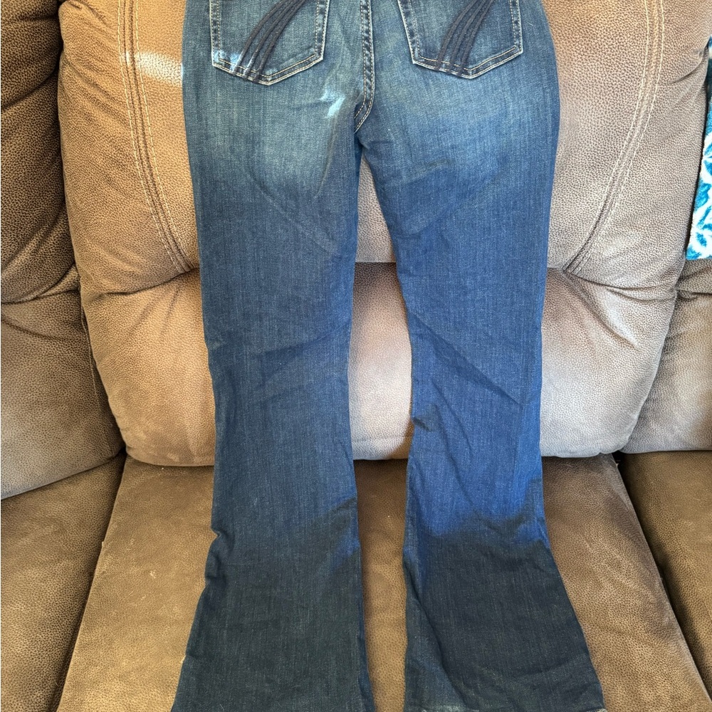 7 For All Mankind Blue Flare Wide Leg Jeans